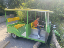 Max in a rickshaw at the Dierenrijk zoo