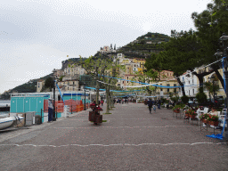 The promenade along the Minori Beach and houses in the west side of town