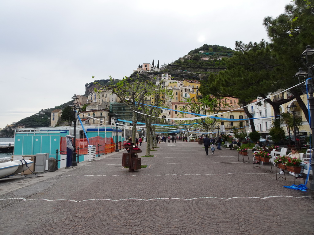 The promenade along the Minori Beach and houses in the west side of town