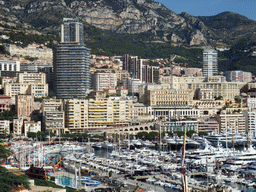 Skyline of Monte Carlo and the Port Hercule harbour, viewed from the Rampe Major ramp