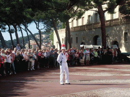 Palace guard in front of the Prince`s Palace of Monaco, just before the changing of the guards