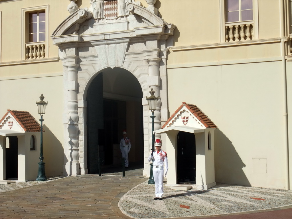 The front of the Prince`s Palace of Monaco, just before the changing of the guards