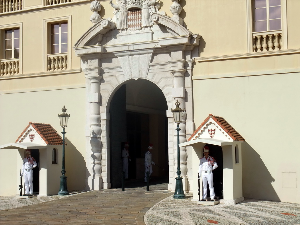 The front of the Prince`s Palace of Monaco, just before the changing of the guards