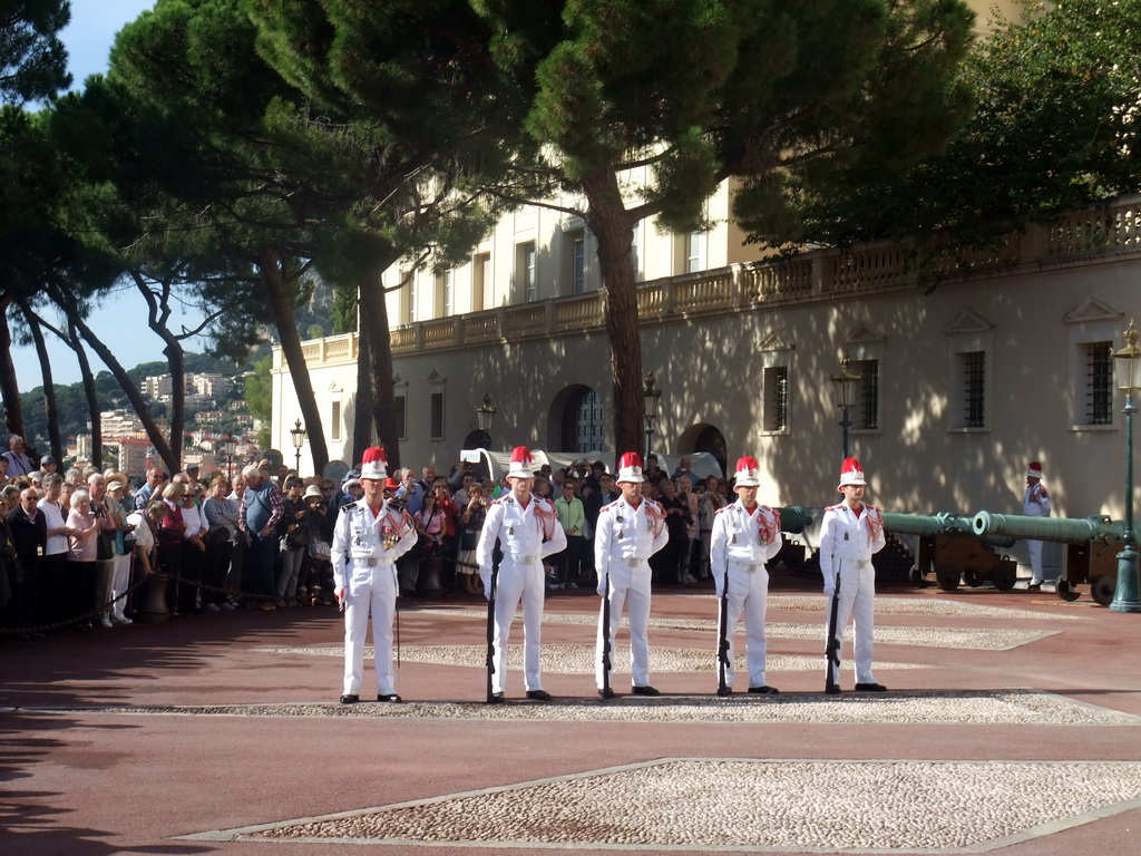 Changing of the guards in front of the Prince`s Palace of Monaco