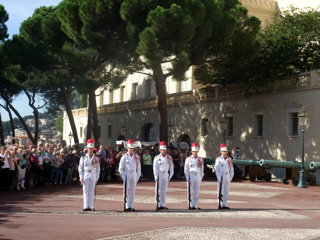 Changing of the guards in front of the Prince`s Palace of Monaco