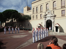 Changing of the guards in front of the Prince`s Palace of Monaco