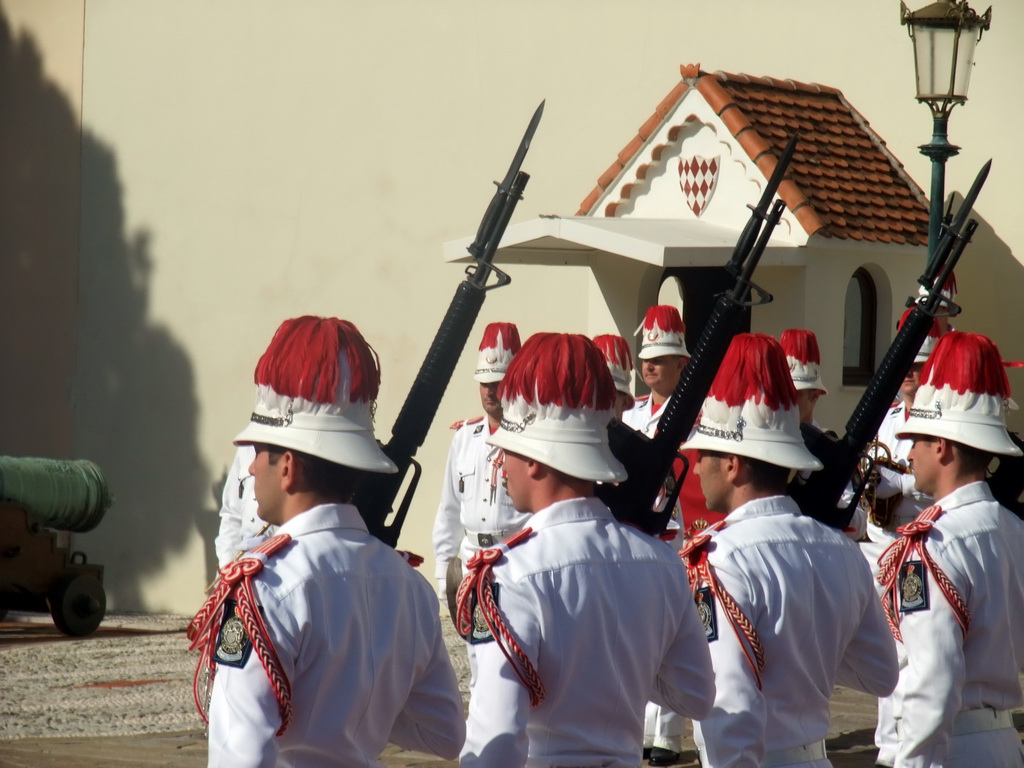 Changing of the guards in front of the Prince`s Palace of Monaco