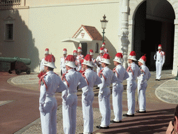 Changing of the guards in front of the Prince`s Palace of Monaco