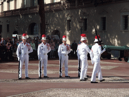 Changing of the guards in front of the Prince`s Palace of Monaco