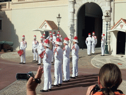 Changing of the guards in front of the Prince`s Palace of Monaco