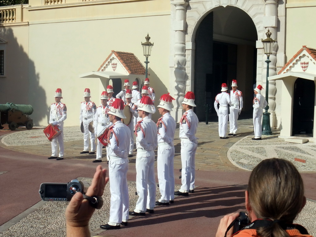 Changing of the guards in front of the Prince`s Palace of Monaco