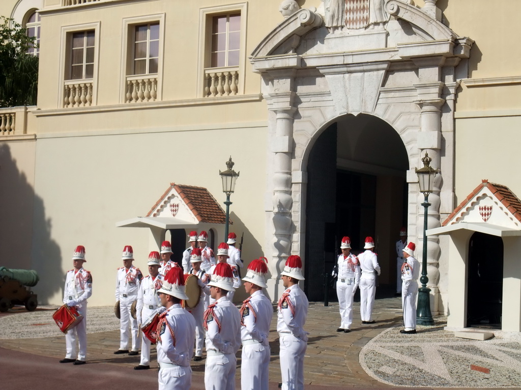 Changing of the guards in front of the Prince`s Palace of Monaco