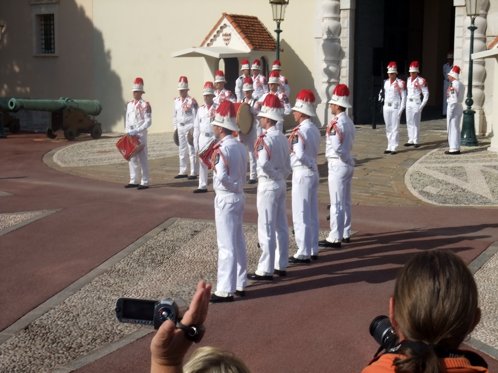 Changing of the guards in front of the Prince`s Palace of Monaco