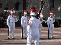 Changing of the guards in front of the Prince`s Palace of Monaco