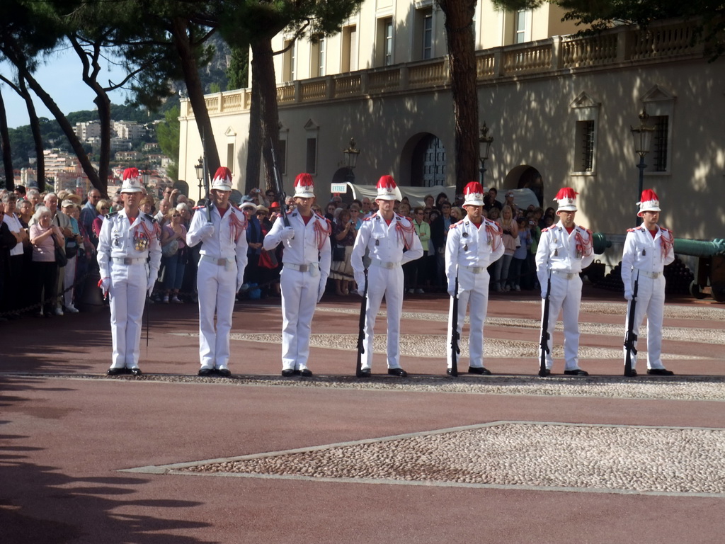 Changing of the guards in front of the Prince`s Palace of Monaco