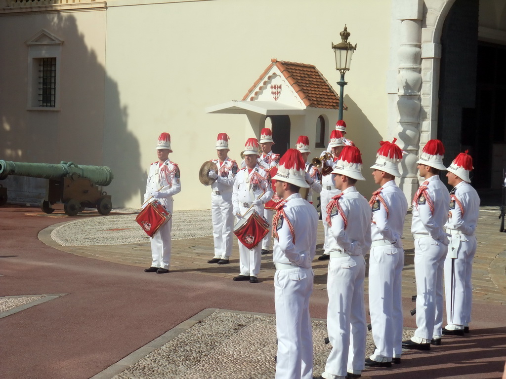 Changing of the guards in front of the Prince`s Palace of Monaco