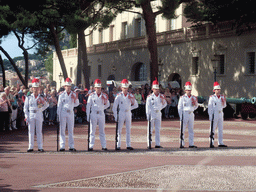 Changing of the guards in front of the Prince`s Palace of Monaco