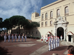 Changing of the guards in front of the Prince`s Palace of Monaco