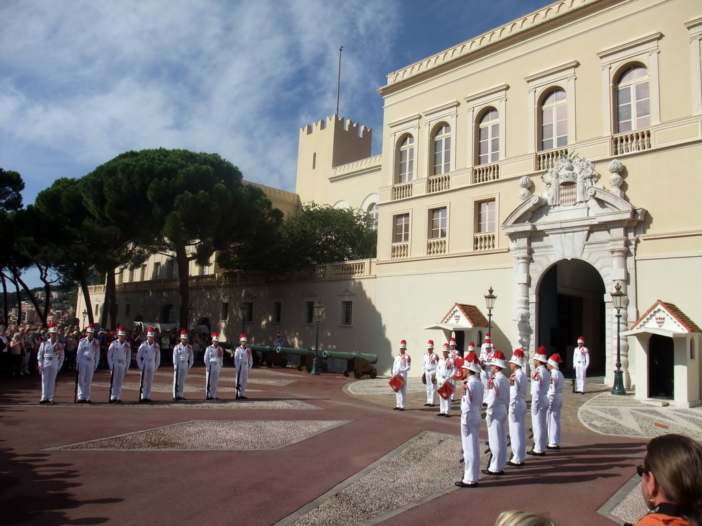 Changing of the guards in front of the Prince`s Palace of Monaco