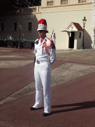 Palace guard in front of the Prince`s Palace of Monaco, just after the changing of the guards