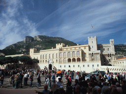 The Place du Palais square and the Prince`s Palace of Monaco, just after the changing of the guards