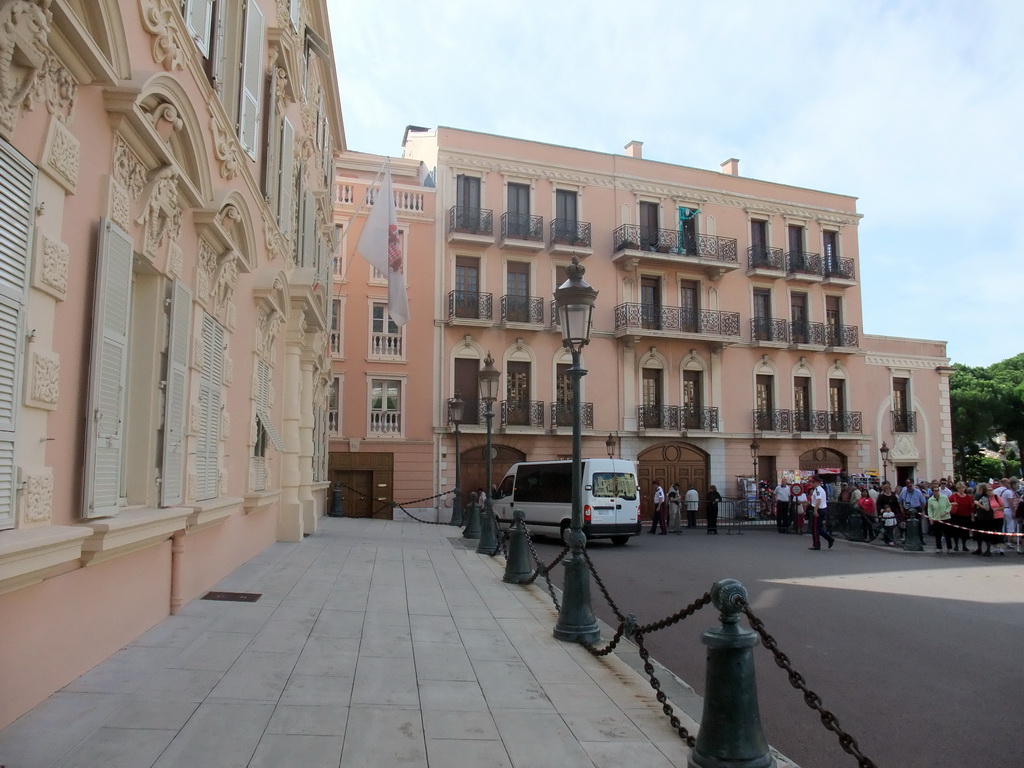 The Caserne des Carabiniers du Prince and other buildings at the Place du Palais square, just after the changing of the guards