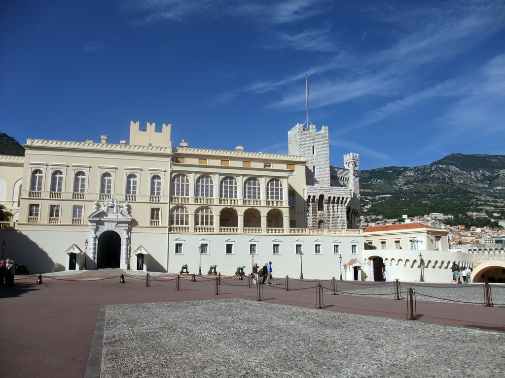 The Place du Palais square and the front of the Prince`s Palace of Monaco