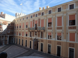 The southeast side of the Main Courtyard at the Prince`s Palace of Monaco