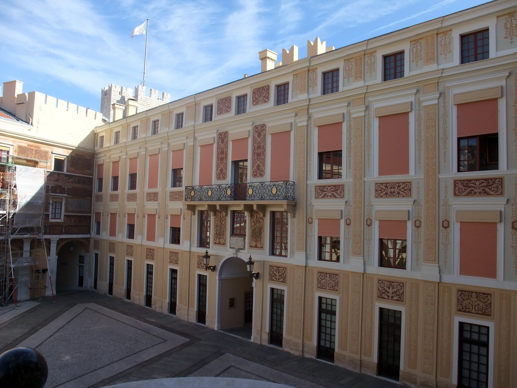 The southeast side of the Main Courtyard at the Prince`s Palace of Monaco