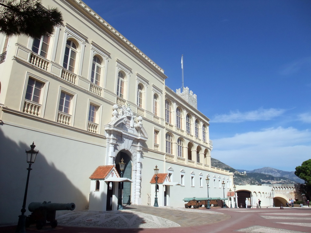 The Place du Palais square and the front of the Prince`s Palace of Monaco