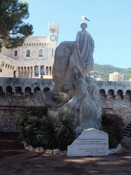 Statue at the north side of the Place du Palais square, and the northeast side of the Prince`s Palace of Monaco