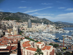 Skyline of Monte Carlo and the Port Hercule harbour, viewed from the Place du Palais square