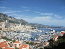 Skyline of Monte Carlo and the Port Hercule harbour, viewed from the Place du Palais square