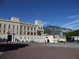 The Place du Palais square and the front of the Prince`s Palace of Monaco