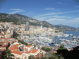 Skyline of Monte Carlo and the Port Hercule harbour, viewed from the Place du Palais square