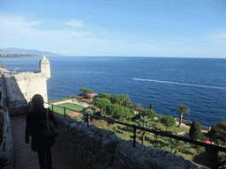 Gardens at the southeast side of the Rock of Monaco, and the Mediterranean Sea