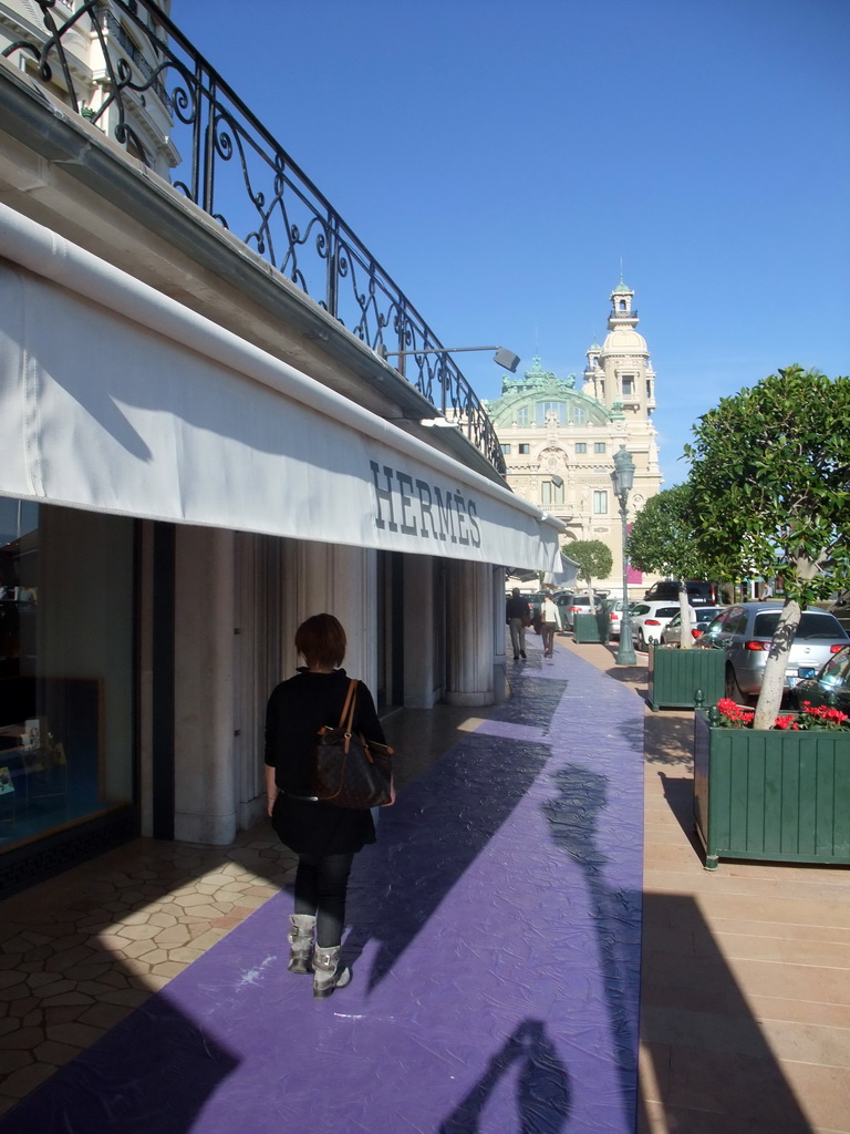 Miaomiao at a shopping street below the Avenue de Monte Carlo