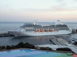 Cruise ship in the Mediterranean Sea and the roof of the Auditorium Rainier III