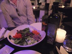 Tim and salad in our dinner restaurant `Miramar`