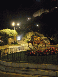 Old cart at the Boulevard Albert 1er and the Rock of Monaco, by night