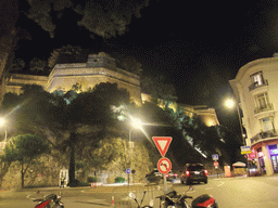 The Avenue de la Porte Neuve, the Boulevard Charles III and the Rock of Monaco, by night