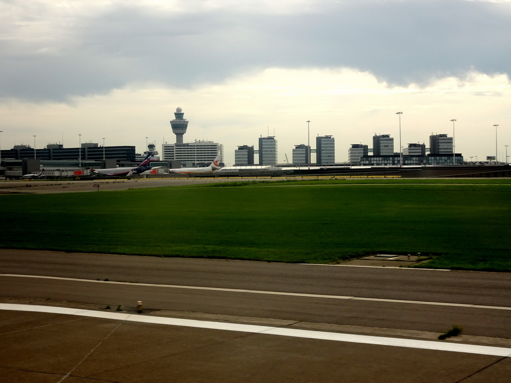 Schiphol Airport, viewed from the airplane from Amsterdam