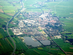 The city of Woerden, viewed from the airplane from Amsterdam