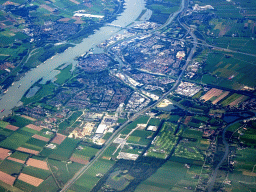 The city of Gorinchem, viewed from the airplane from Amsterdam