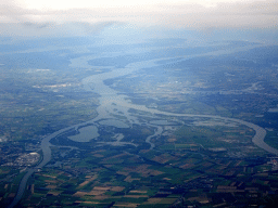 The Biesbosch area, viewed from the airplane from Amsterdam
