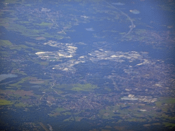 The city of Turnhout, viewed from the airplane from Amsterdam
