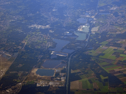 The BocholtHerentals Canal and lakes in the Kempen region, viewed from the airplane from Amsterdam