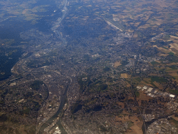 The city of Liège, viewed from the airplane from Amsterdam