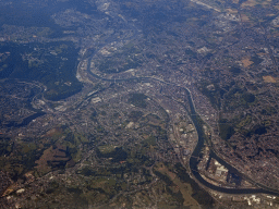 The city of Liège, viewed from the airplane from Amsterdam
