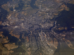 The city of Luxembourg, viewed from the airplane from Amsterdam